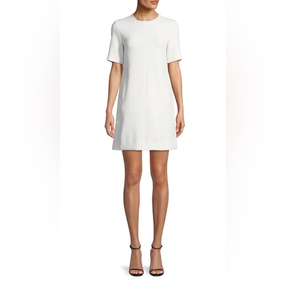Lela Rose Short-Sleeve Seamed Tunic Dress White Size Bridal Dress